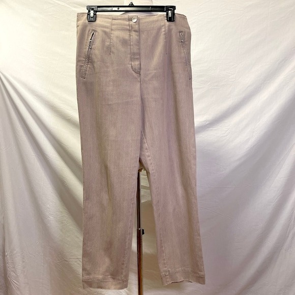 VANILLA Flat Waist Italian Fiber Tan Pants Size 42N (10) - Picture 1 of 4